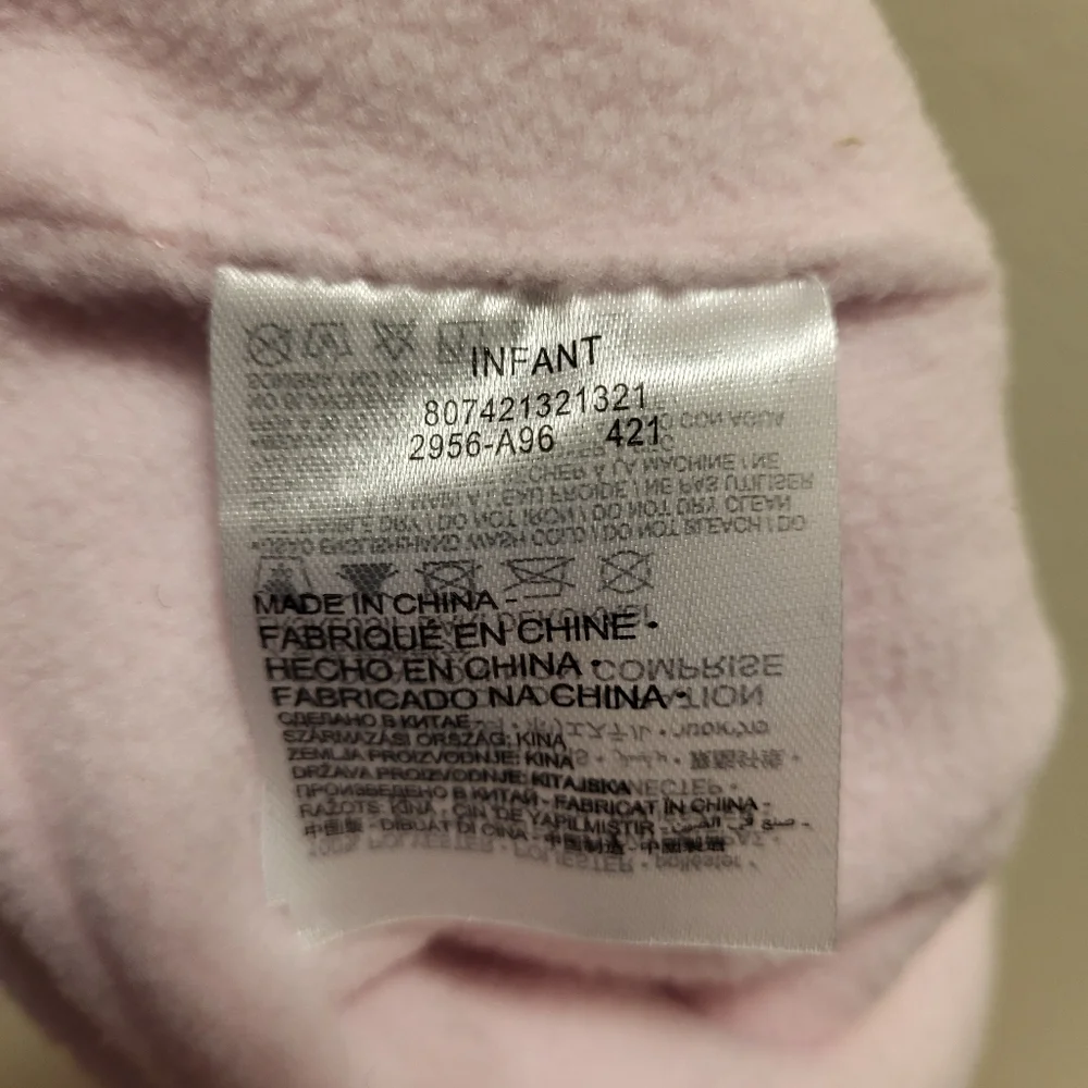 NWT Nike Infant Pink Polka Dot Fleece Hat and Pink Mittens